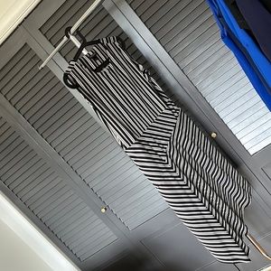 Banana Republic light, stretchy asymmetrical striped dress